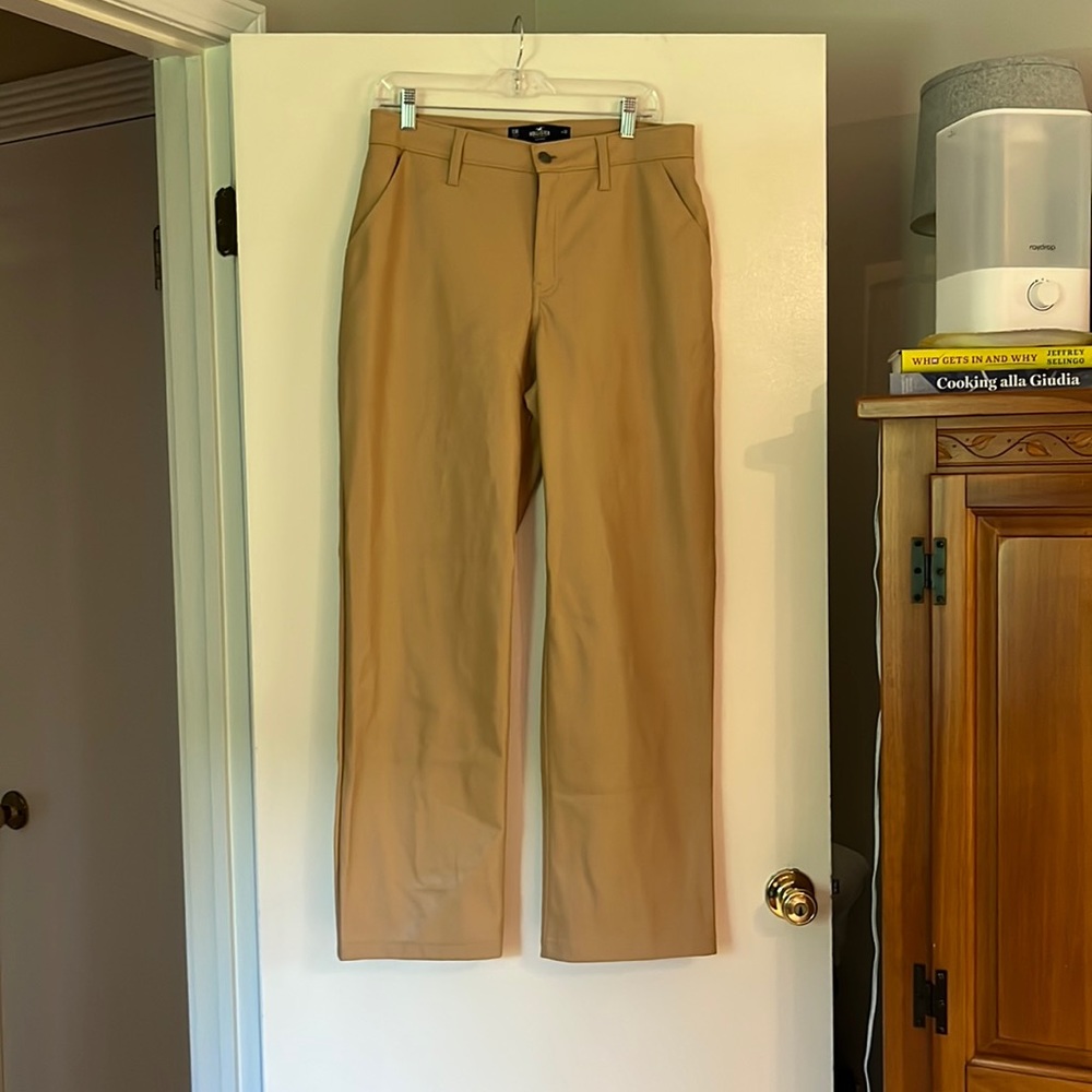Camel Faux Leather Pants - 13R/31 - Hollister